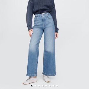 Gap jeans wide leg crop ankle high rise stride angle medium wash 33 / 16 short